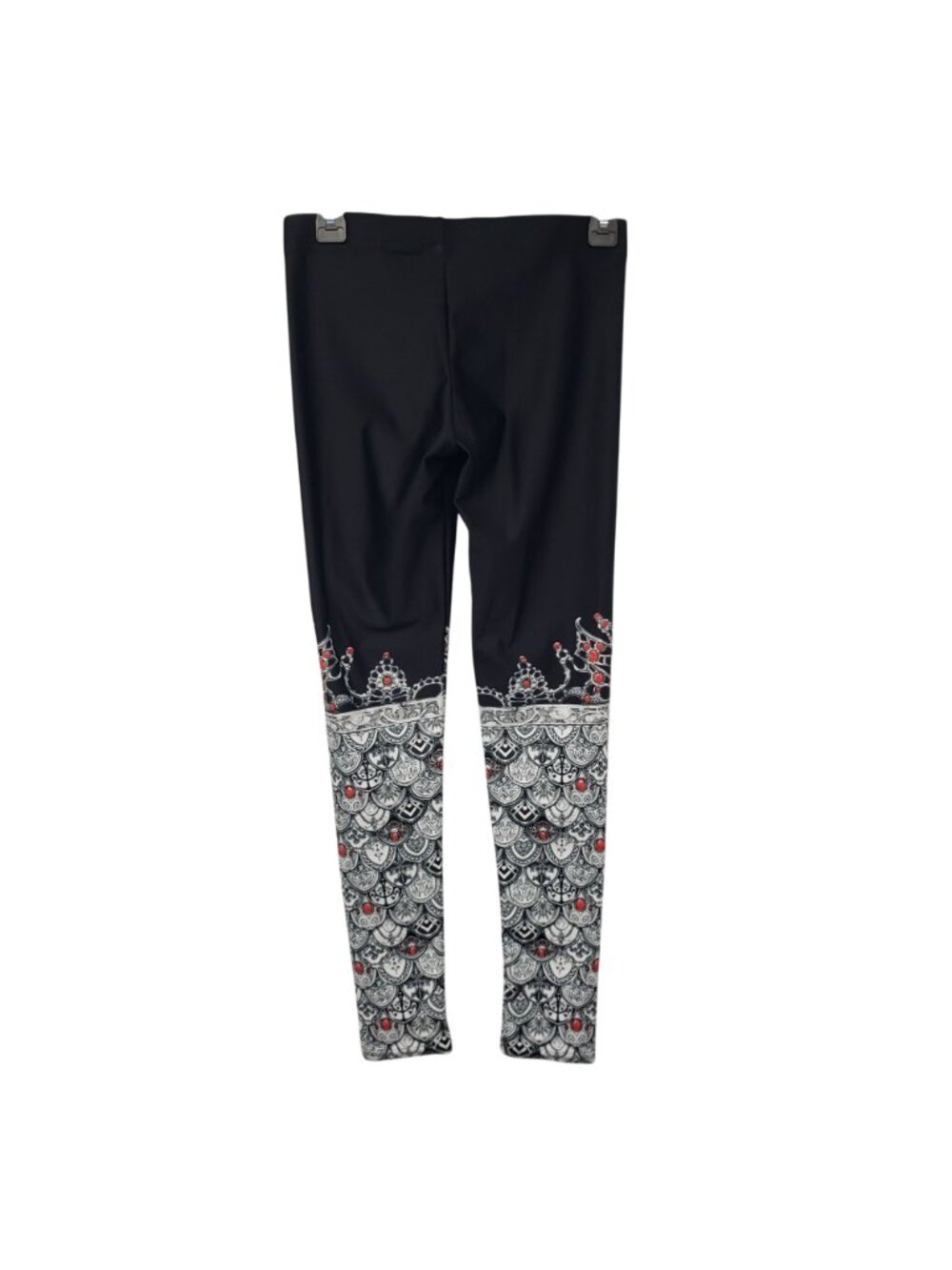 Fox Savant Artleisure Black White Art to Wear Crown Print Gothic Yoga Pants M - Picture 2 of 7